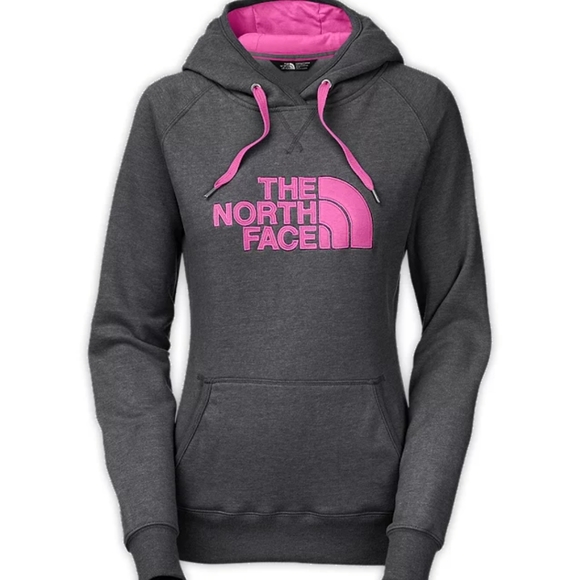 The North Face Tops - The North Face Grey Magenta Fuchsia Hoodie Sweatshirt